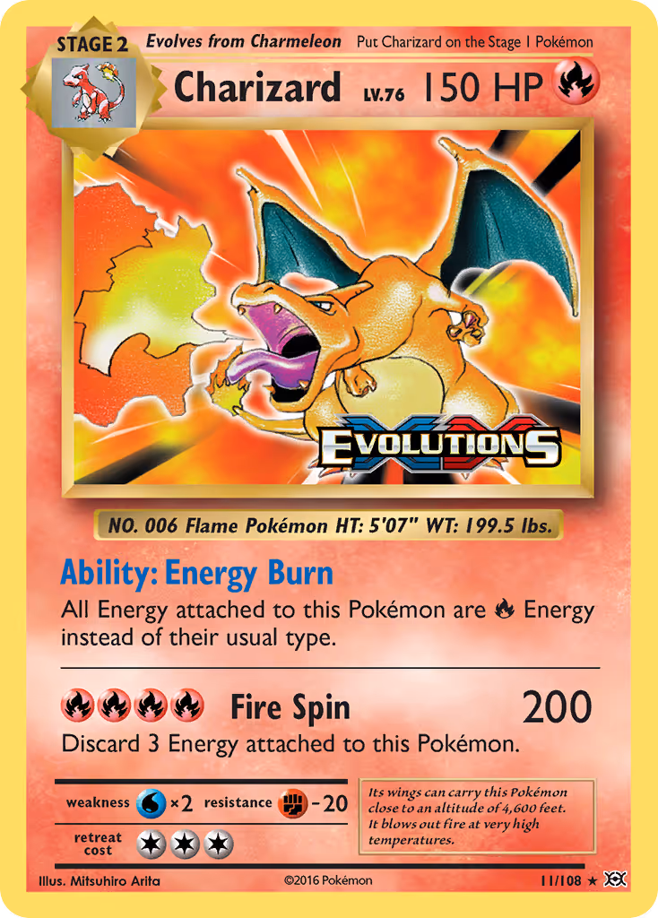 Charizard 11/108 Pokemon card