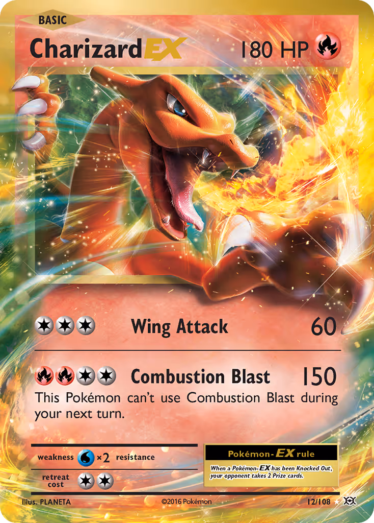 Charizard EX 12/108 Pokemon card
