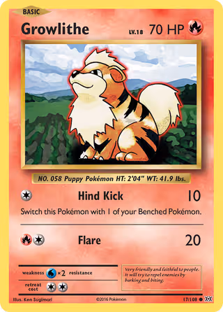 Growlithe 17/108 Pokemon card