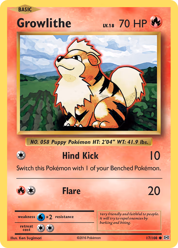 Growlithe 17/108 Pokemon card