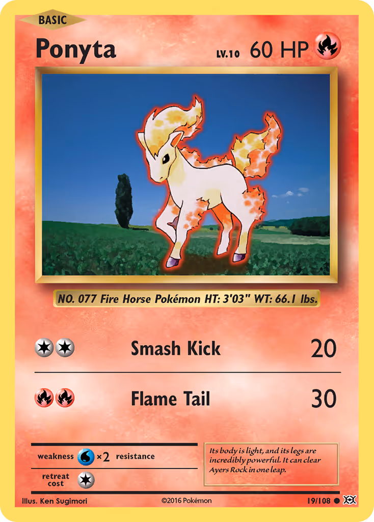 Ponyta 19/108 Pokemon card