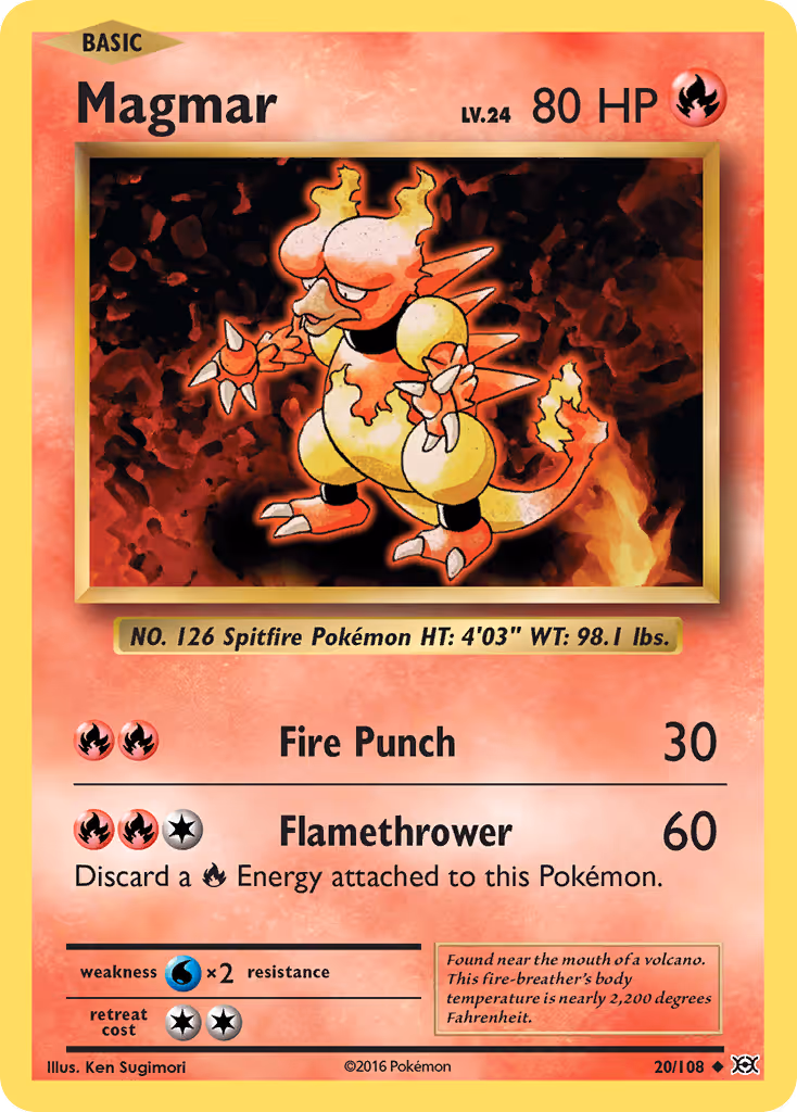 Magmar 20/108 Pokemon card