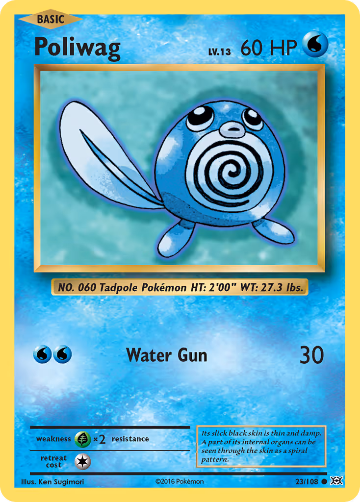 Poliwag 23/108 Pokemon card