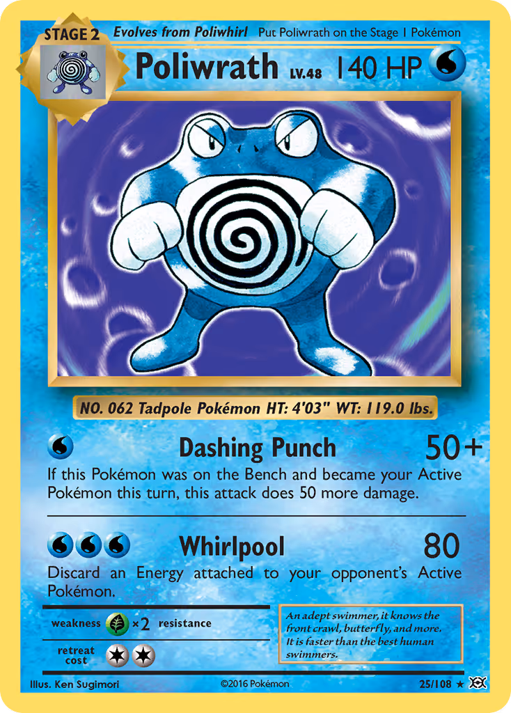 Poliwrath 25/108 Pokemon card