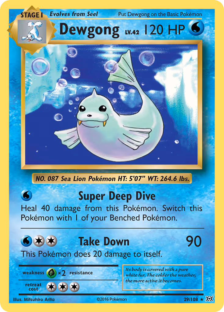 Dewgong 29/108 Pokemon card