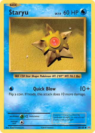Staryu 30/108 Pokemon card