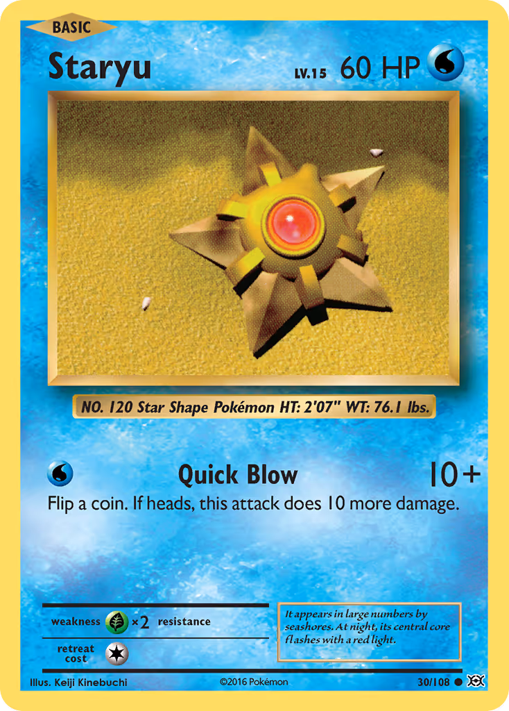 Staryu 30/108 Pokemon card