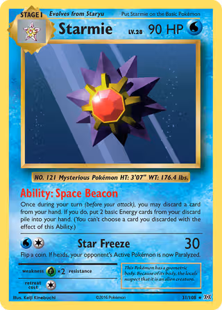 Starmie 31/108 Pokemon card
