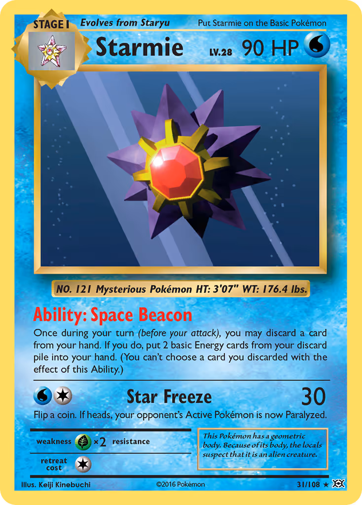 Starmie 31/108 Pokemon card