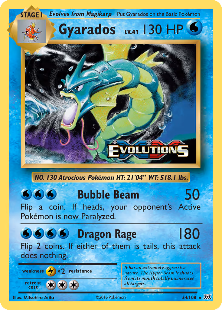 Gyarados 34/108 Pokemon card