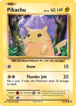 Pikachu 35/108 Pokemon card