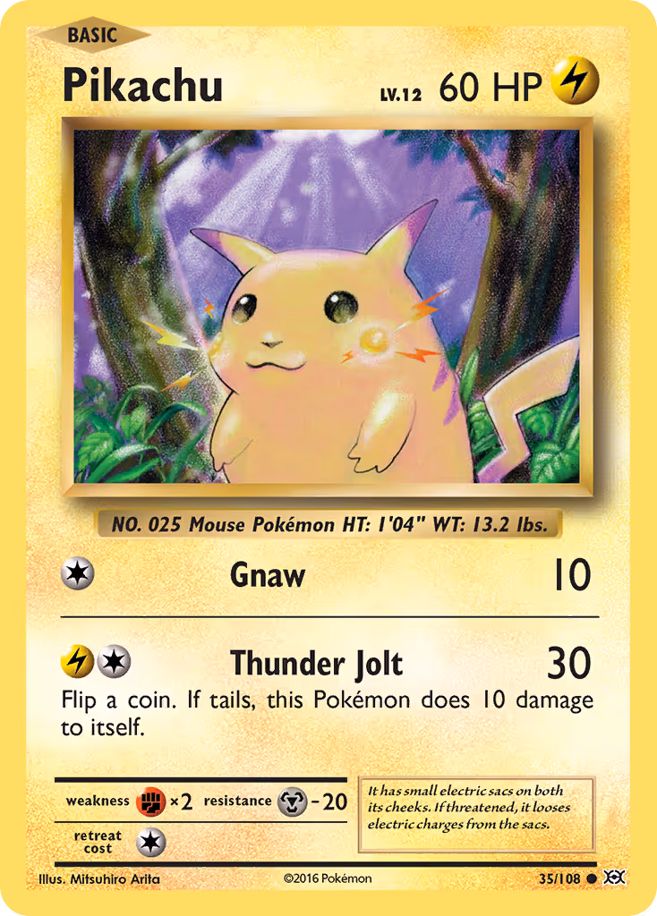 Pikachu 35/108 Pokemon card