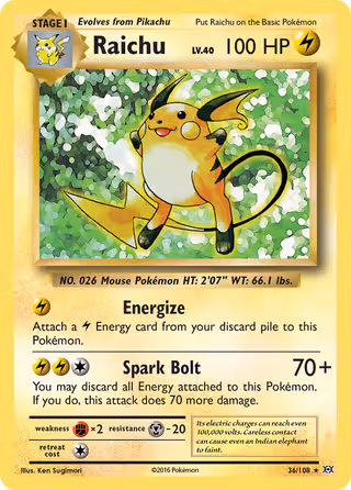 Raichu 36/108 Pokemon card