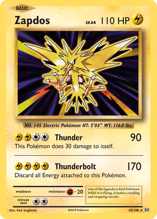 Zapdos 42/108 Pokemon card