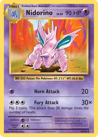 Nidorino 44/108 Pokemon card