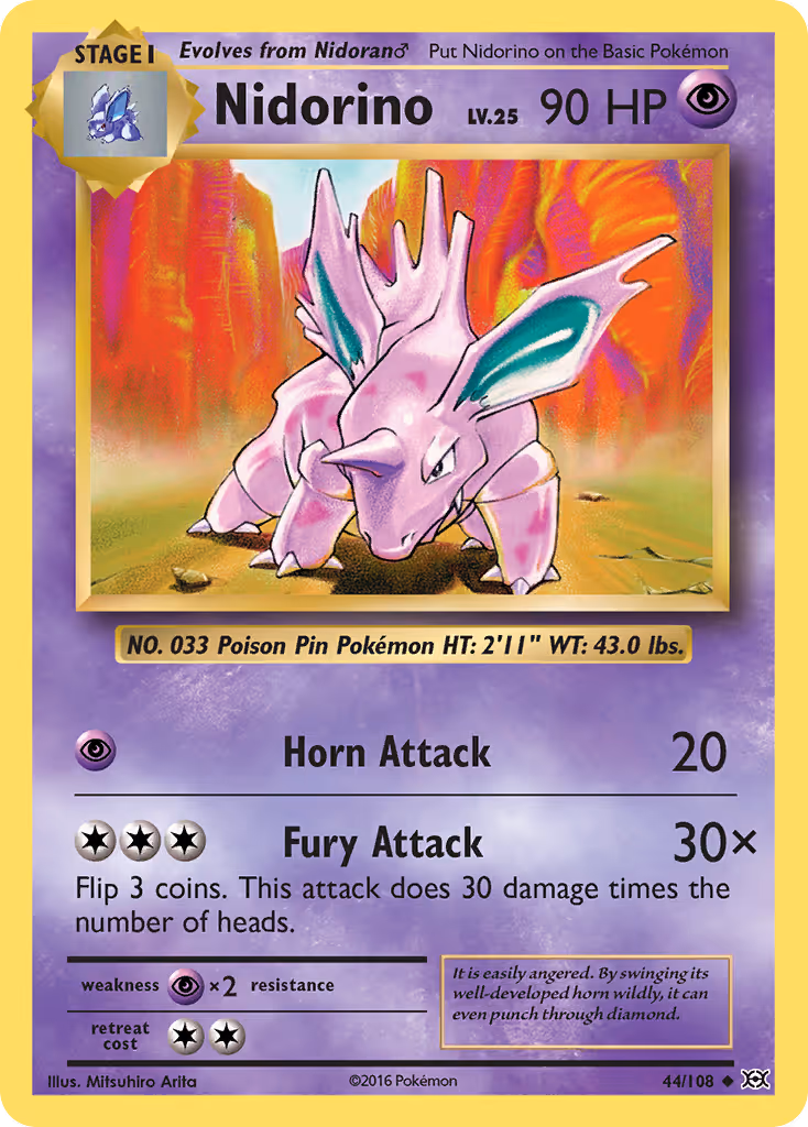 Nidorino 44/108 Pokemon card
