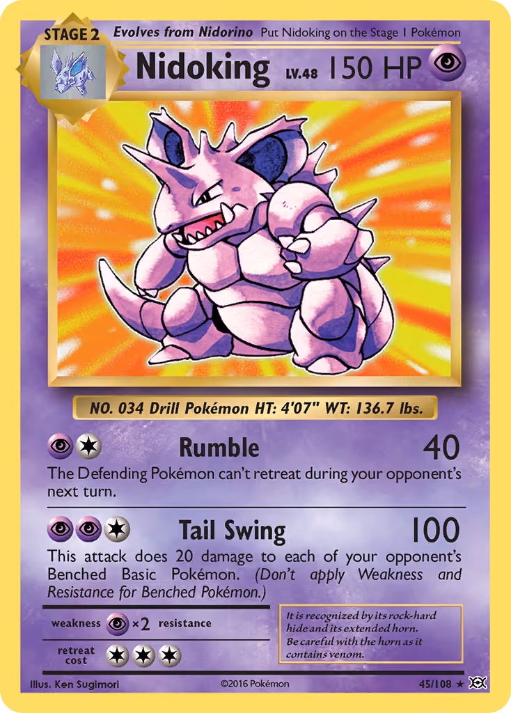 Nidoking 45/108 Pokemon card
