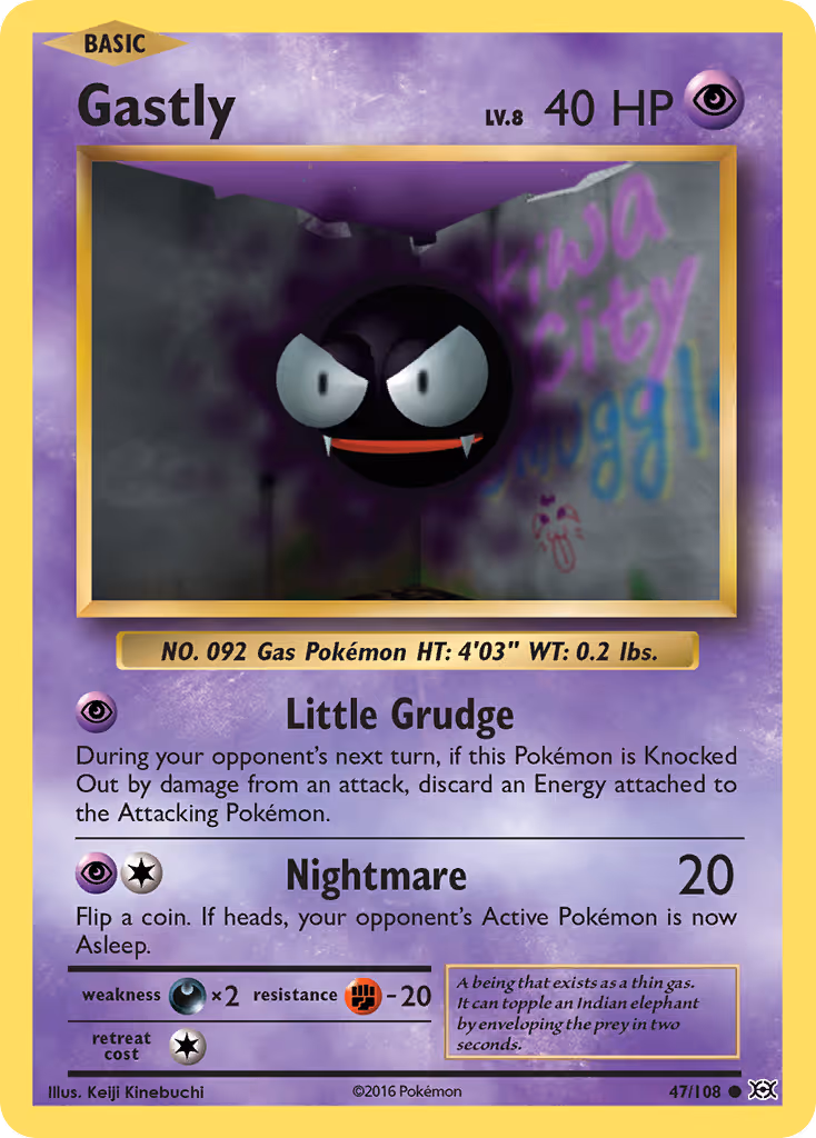 Gastly 47/108 Pokemon card