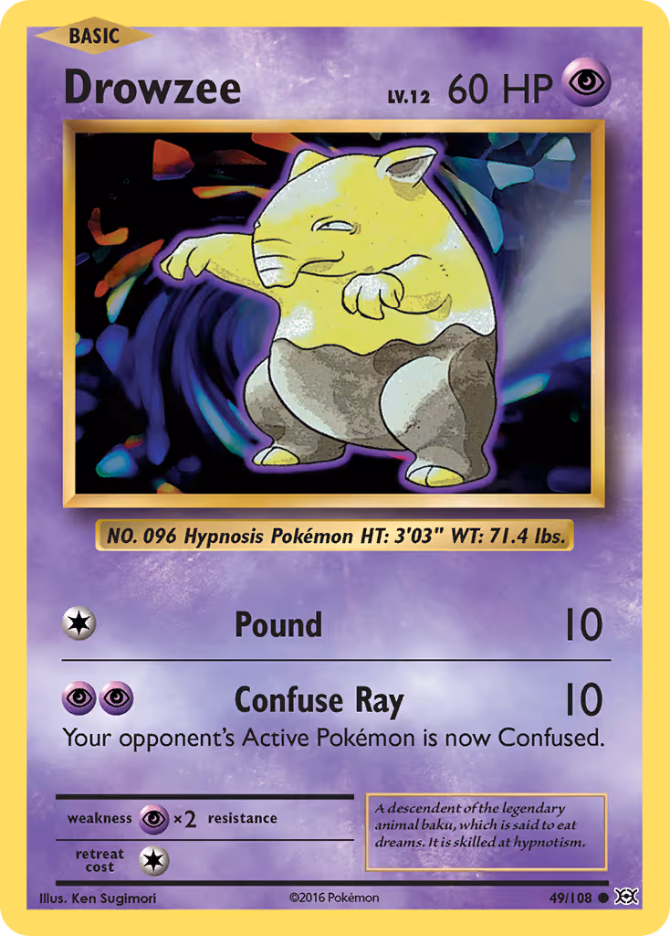 Drowzee 49/108 Pokemon card