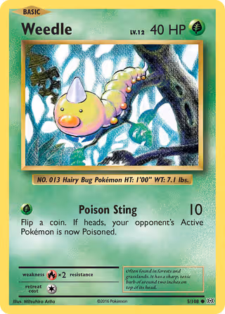 Weedle 5/108 Pokemon card