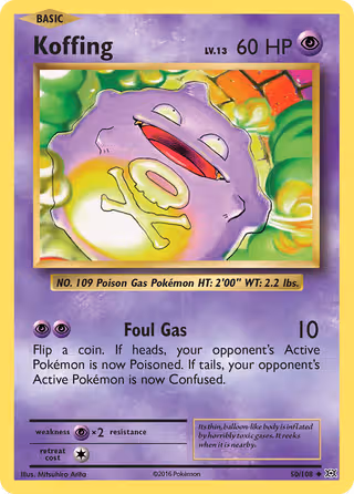 Koffing 50/108 Pokemon card