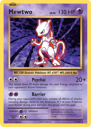 Mewtwo 51/108 Pokemon card