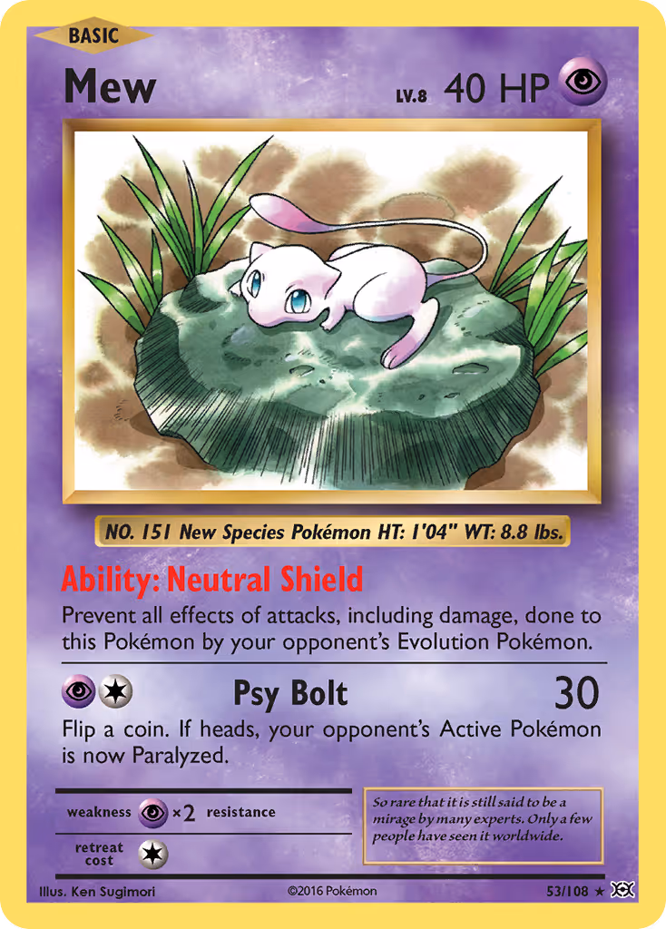 Mew 53/108 Pokemon card