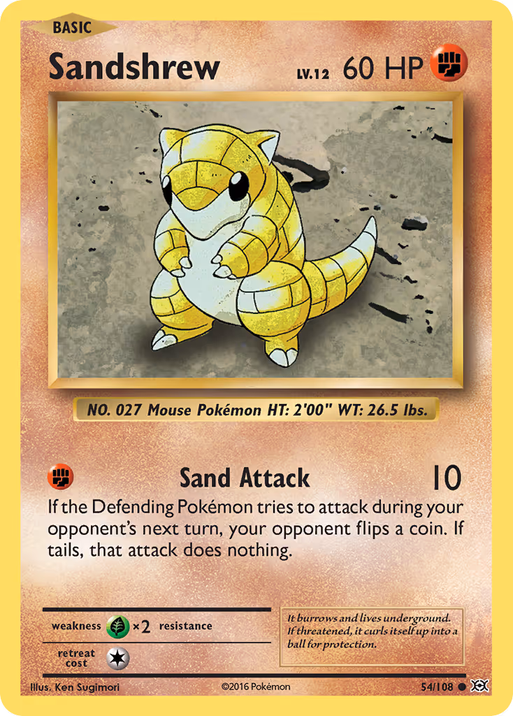 Sandshrew 54/108 Pokemon card