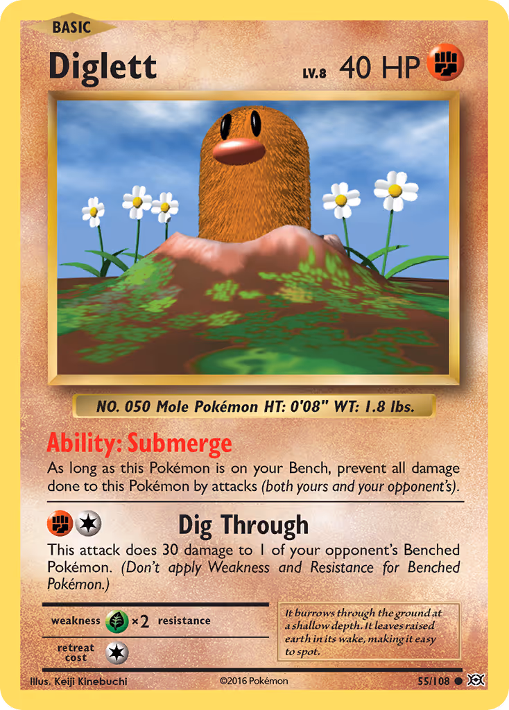 Diglett 55/108 Pokemon card