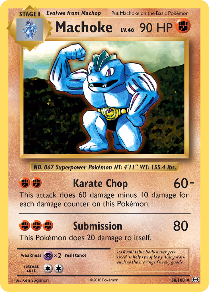 Machoke 58/108 Pokemon card