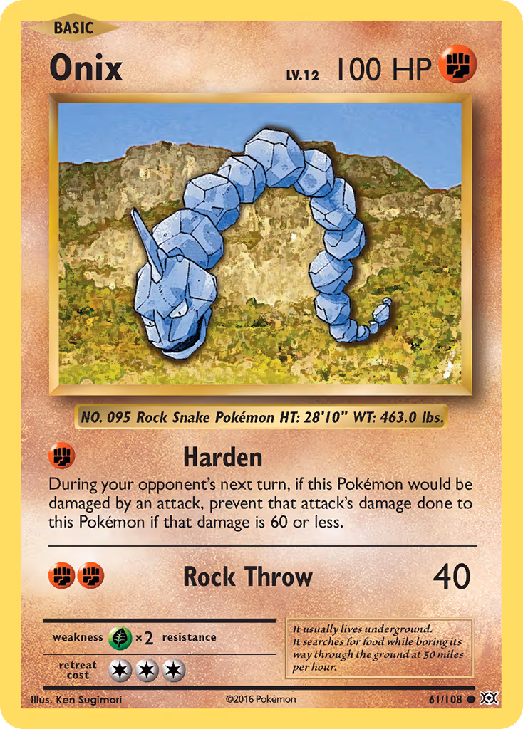 Onix 61/108 Pokemon card