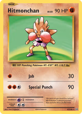 Hitmonchan 62/108 Pokemon card