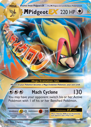 M Pidgeot EX 65/108 Pokemon card