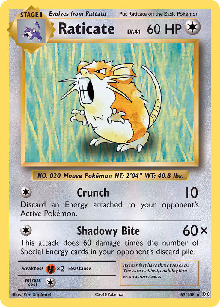 Raticate 67/108 Pokemon card
