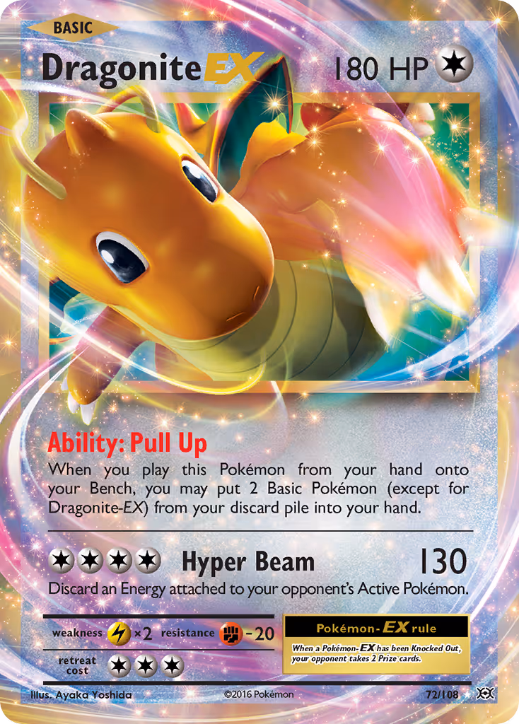Dragonite EX 72/108 Pokemon card