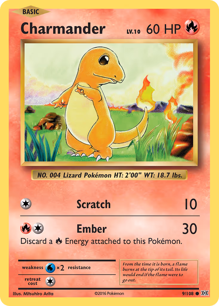 Charmander 9/108 Pokemon card