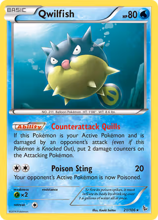Qwilfish 21/106 Pokemon card