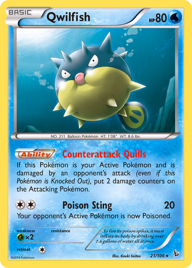 Qwilfish 21/106 Pokemon card