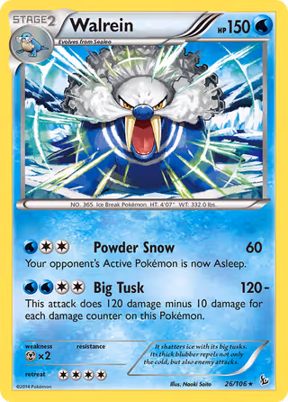 Walrein 26/106 Pokemon card