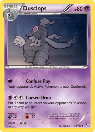 Dusclops 39/106 Pokemon card