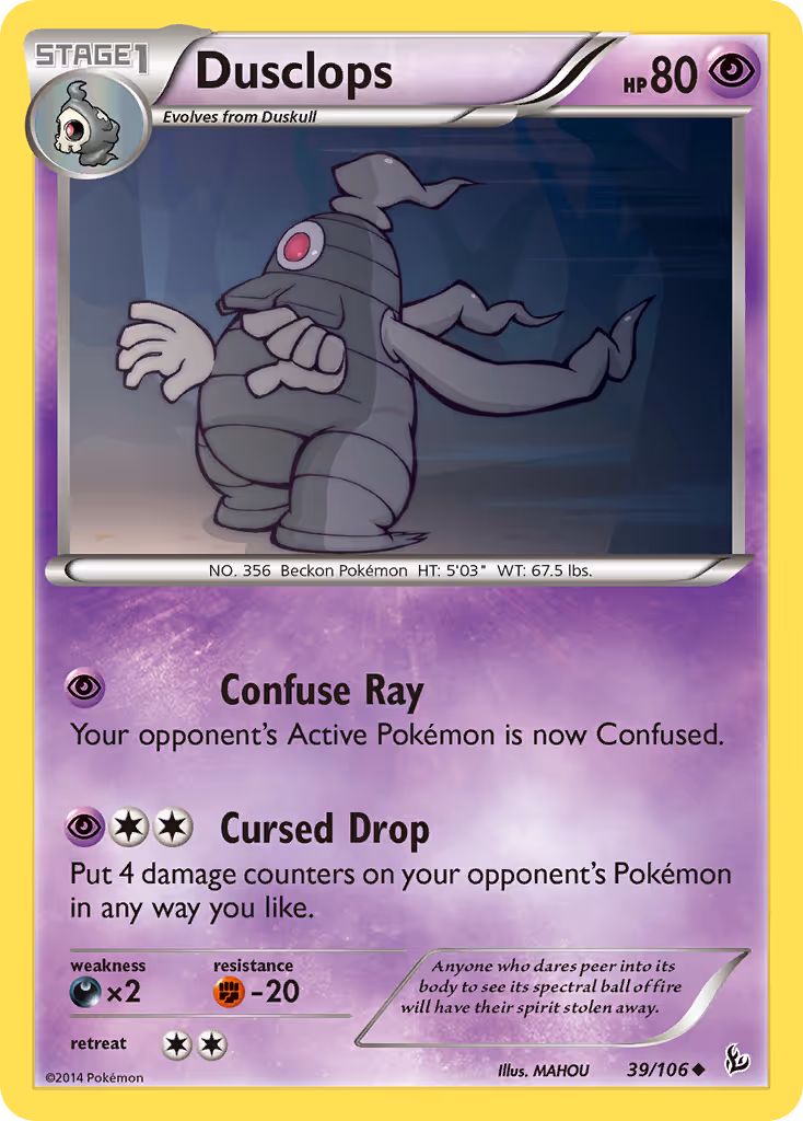 Dusclops 39/106 Pokemon card