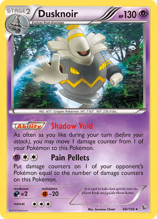 Dusknoir 40/106 Pokemon card