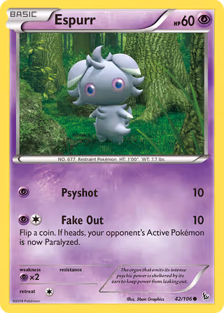 Espurr 42/106 Pokemon card