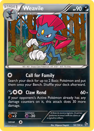Weavile 52/106 Pokemon card
