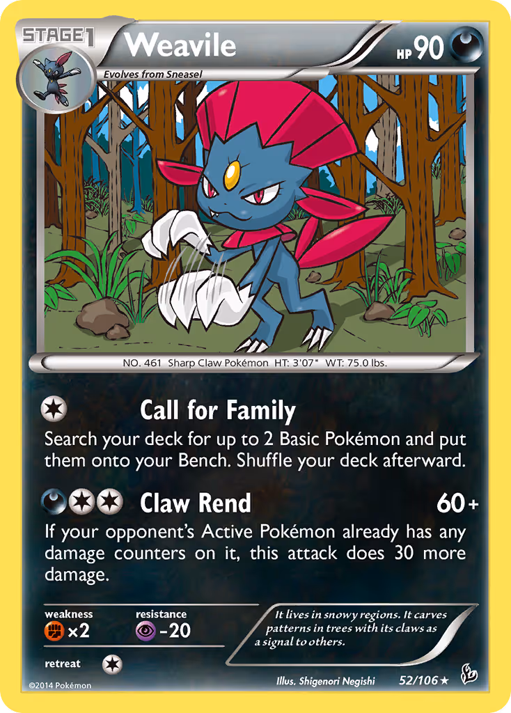 Weavile 52/106 Pokemon card