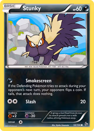 Stunky 53/106 Pokemon card