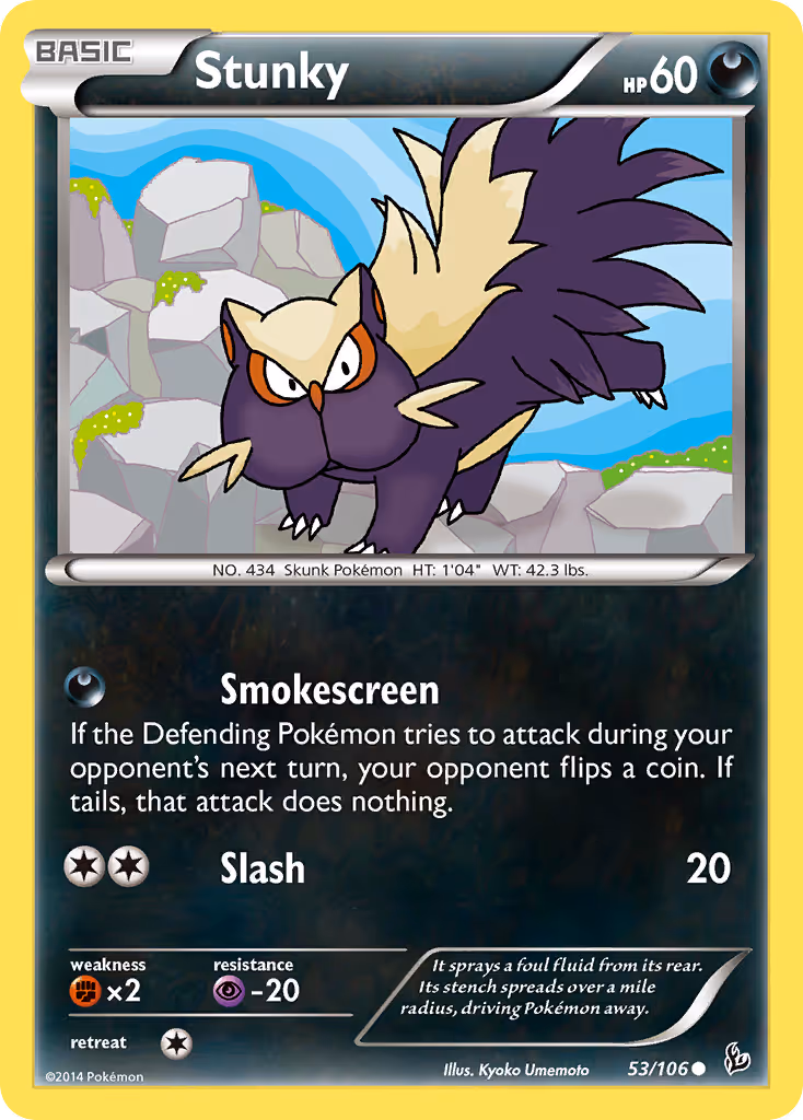 Stunky 53/106 Pokemon card