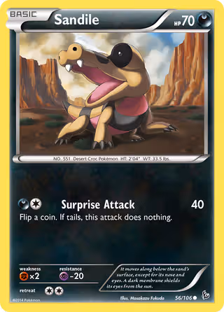 Sandile 56/106 Pokemon card
