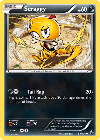 Scraggy 58/106 Pokemon card