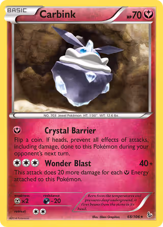 Carbink 68/106 Pokemon card